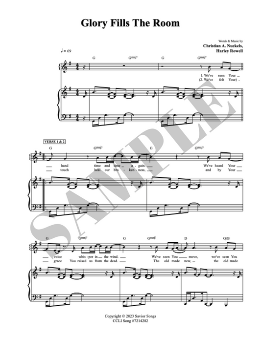Glory Fills the Room Piano Lead Sheet