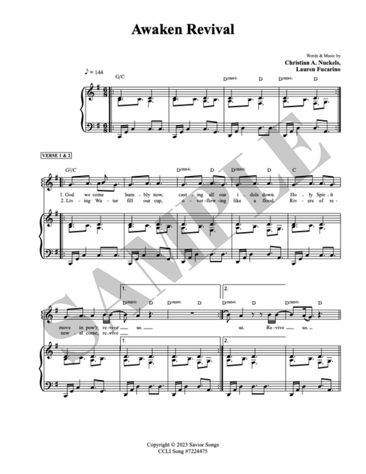 Awaken Revival Piano Lead Sheet